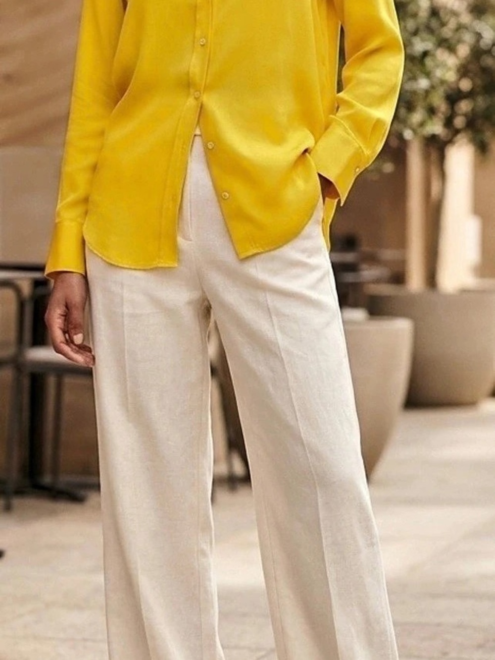 Zara Yellow Button Down Shirt Size Small